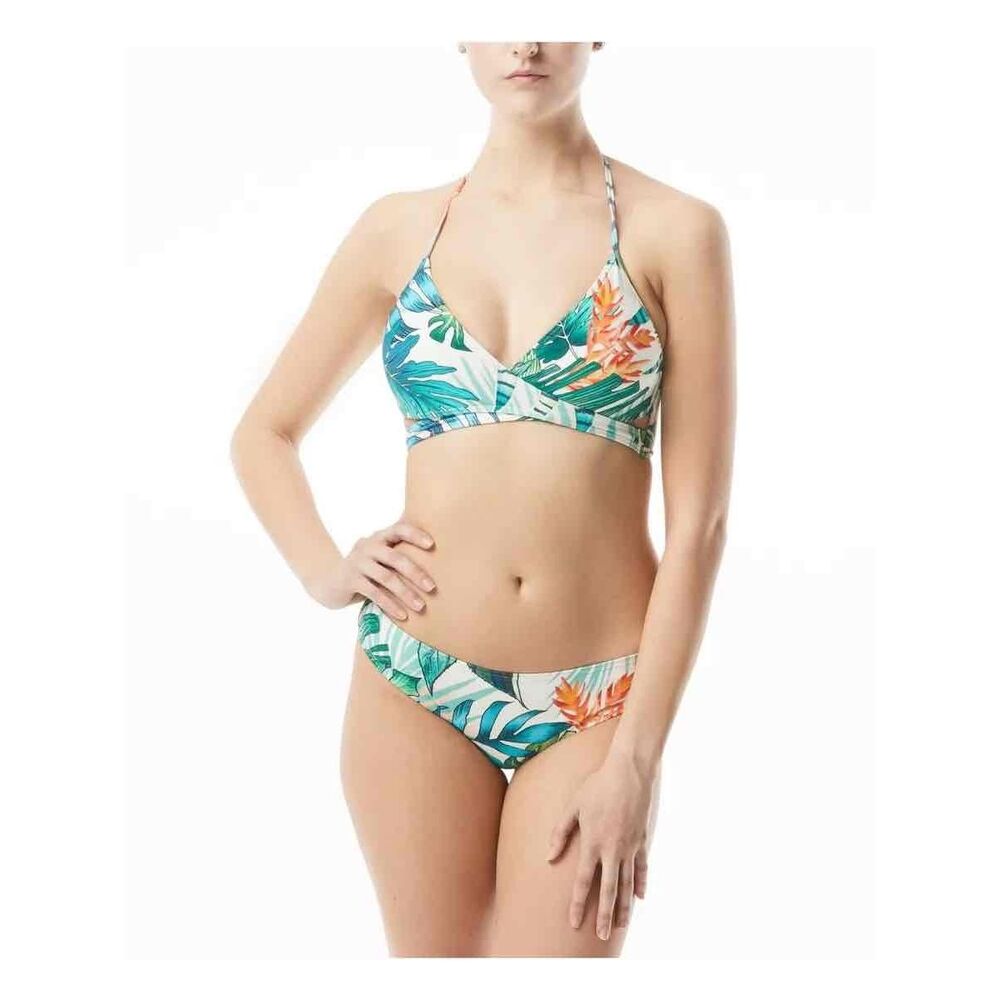 Vince Camuto Bikini Set Medium M Leaf Pattern Halter Tassel Tropical